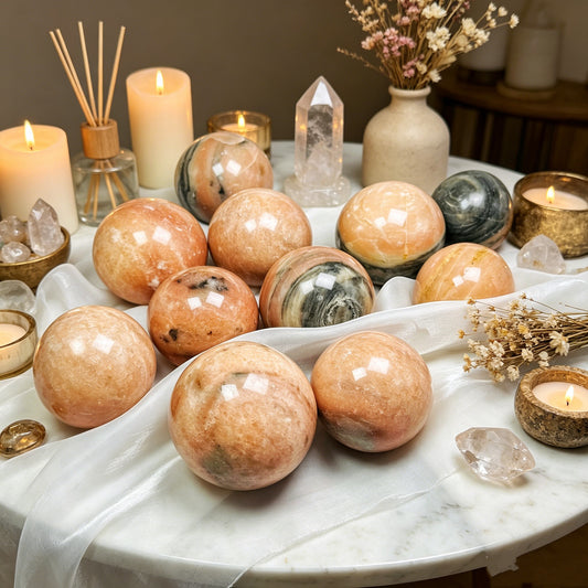 Natural Orange striped stone ball Heal ing Gemstone Home Decor