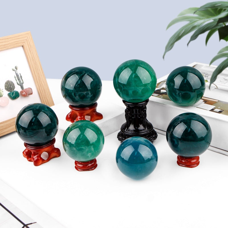 Natural Blue green firefly stone ball Heal ing Gemstone Home Decor