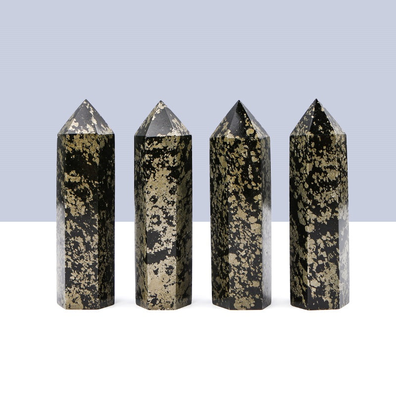 Natural Chalcopyrite single pointed column Heal ing Gemstone Home Decor