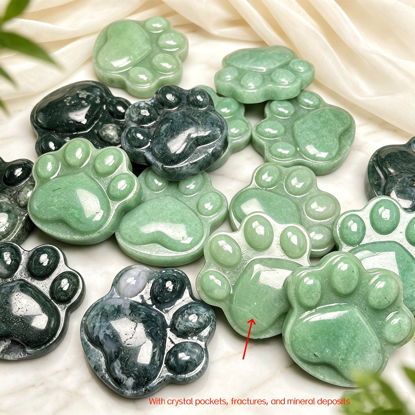 Natural Crystal carved cat claws Heal ing Gemstone Home Decor