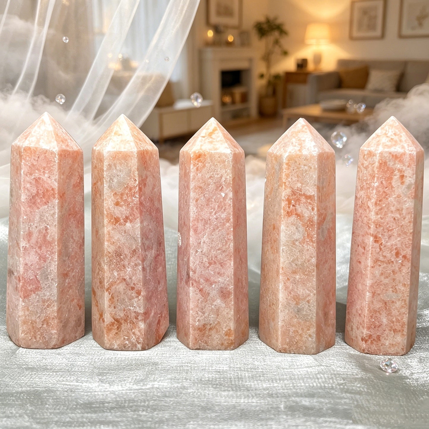 Natural Pink rouge stone single pointed column Heal ing Gemstone Home Decor