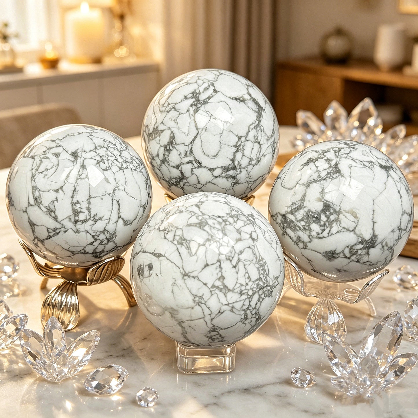Natural White Turquoise Ball Heal ing Gemstone Home Decor