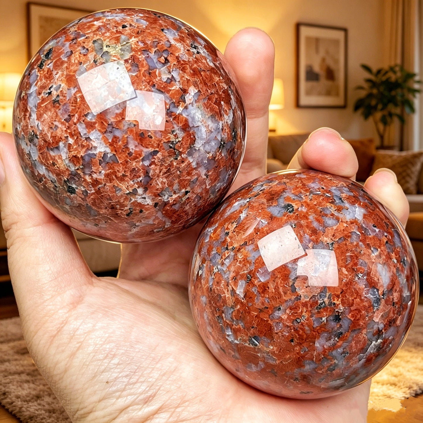 Natural Red violet ball Heal ing Gemstone Home Decor