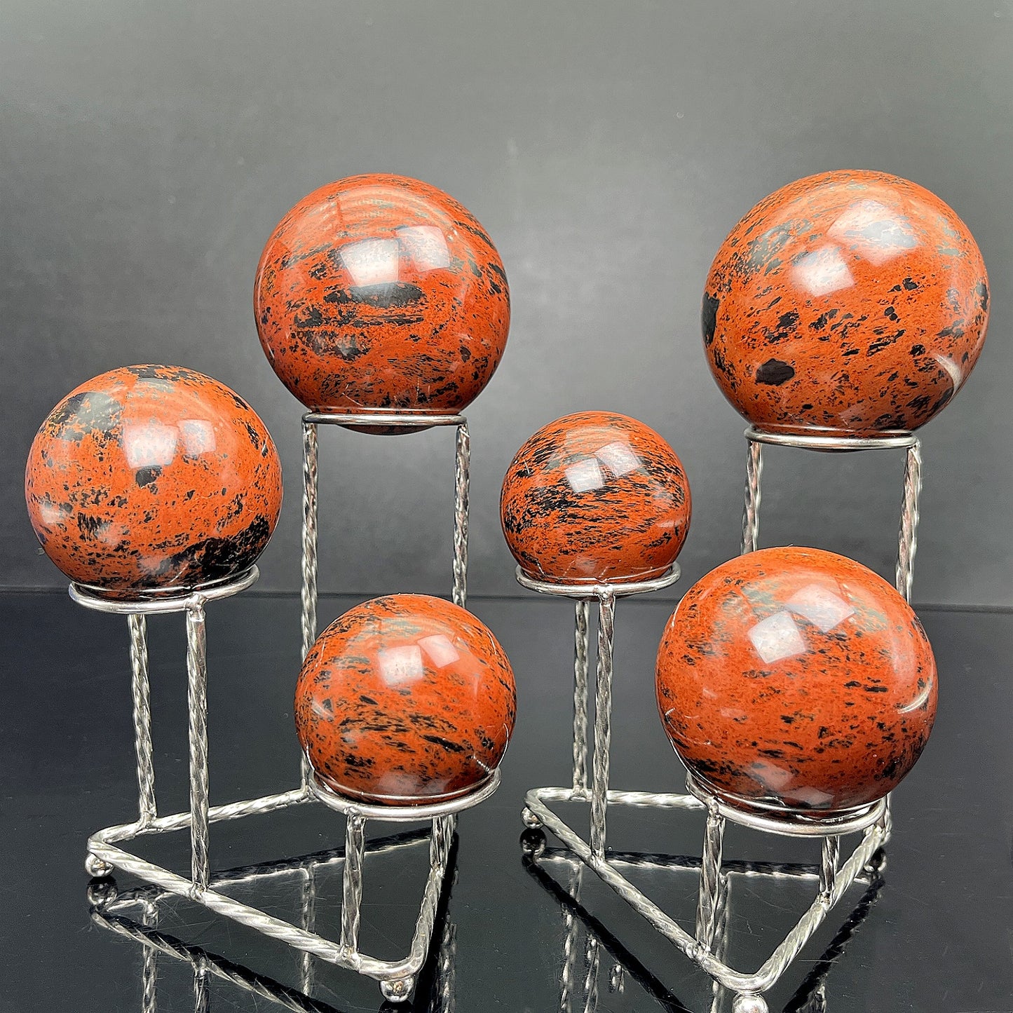 Natural Red obsidian ball Heal ing Gemstone Home Decor
