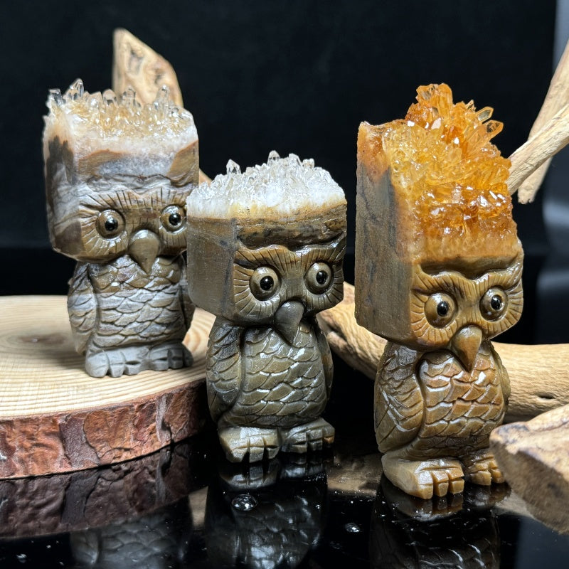 Natural Crystal cluster carving hedgehog Heal ing Gemstone Home Decor