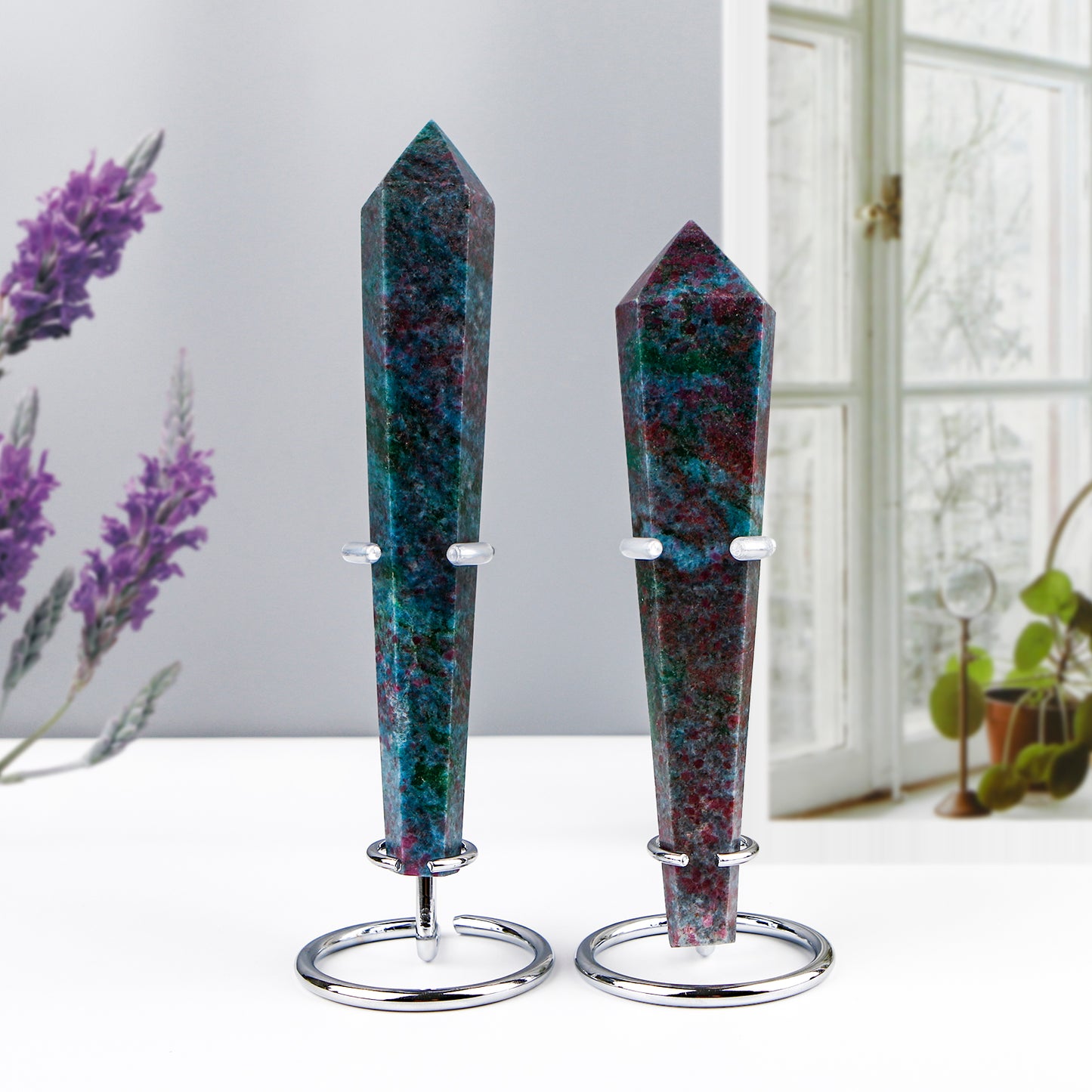 Natural Red Blue Green Treasure Scepter Heal ing Gemstone Home Decor