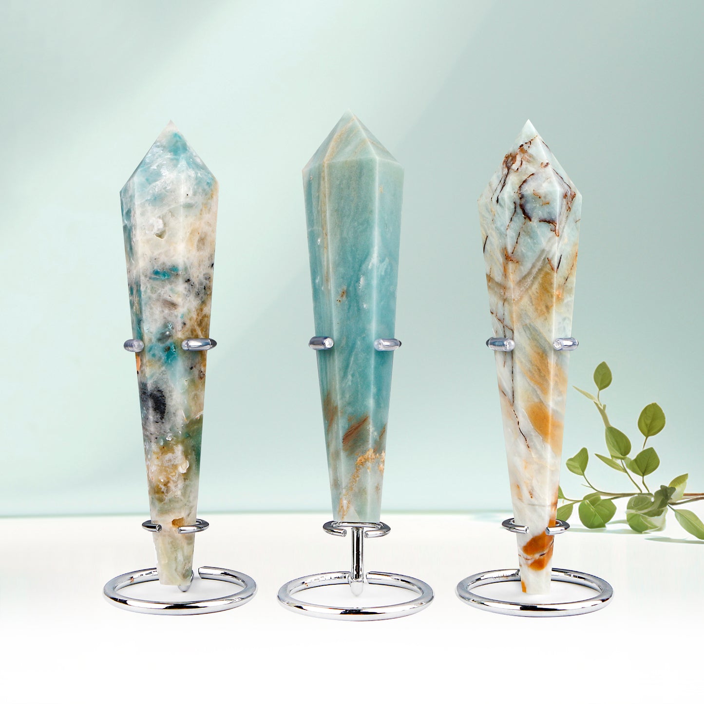 Natural Sky Blue Scepter Heal ing Gemstone Home Decor