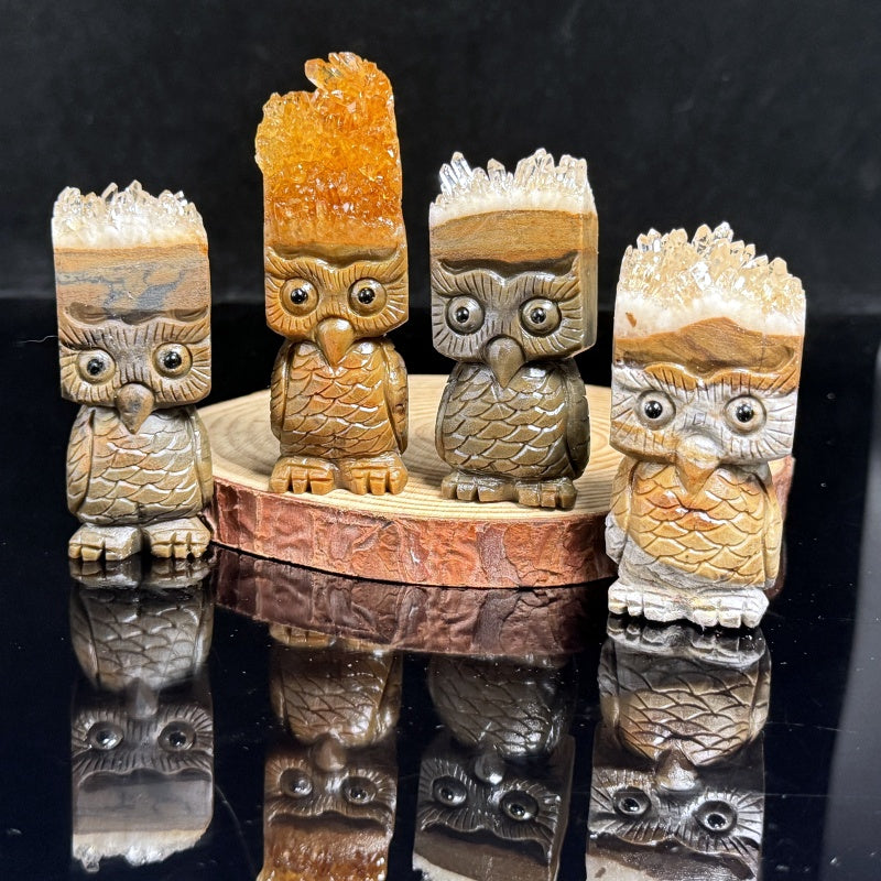 Natural Crystal cluster carving hedgehog Heal ing Gemstone Home Decor