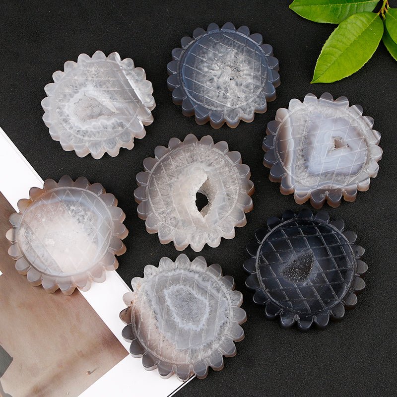 Natural Crystal Cave Agate Carvings Heal ing Gemstone Home Decor