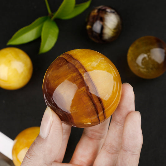 Natural Purple yellow fluorite ball Heal ing Gemstone Home Decor