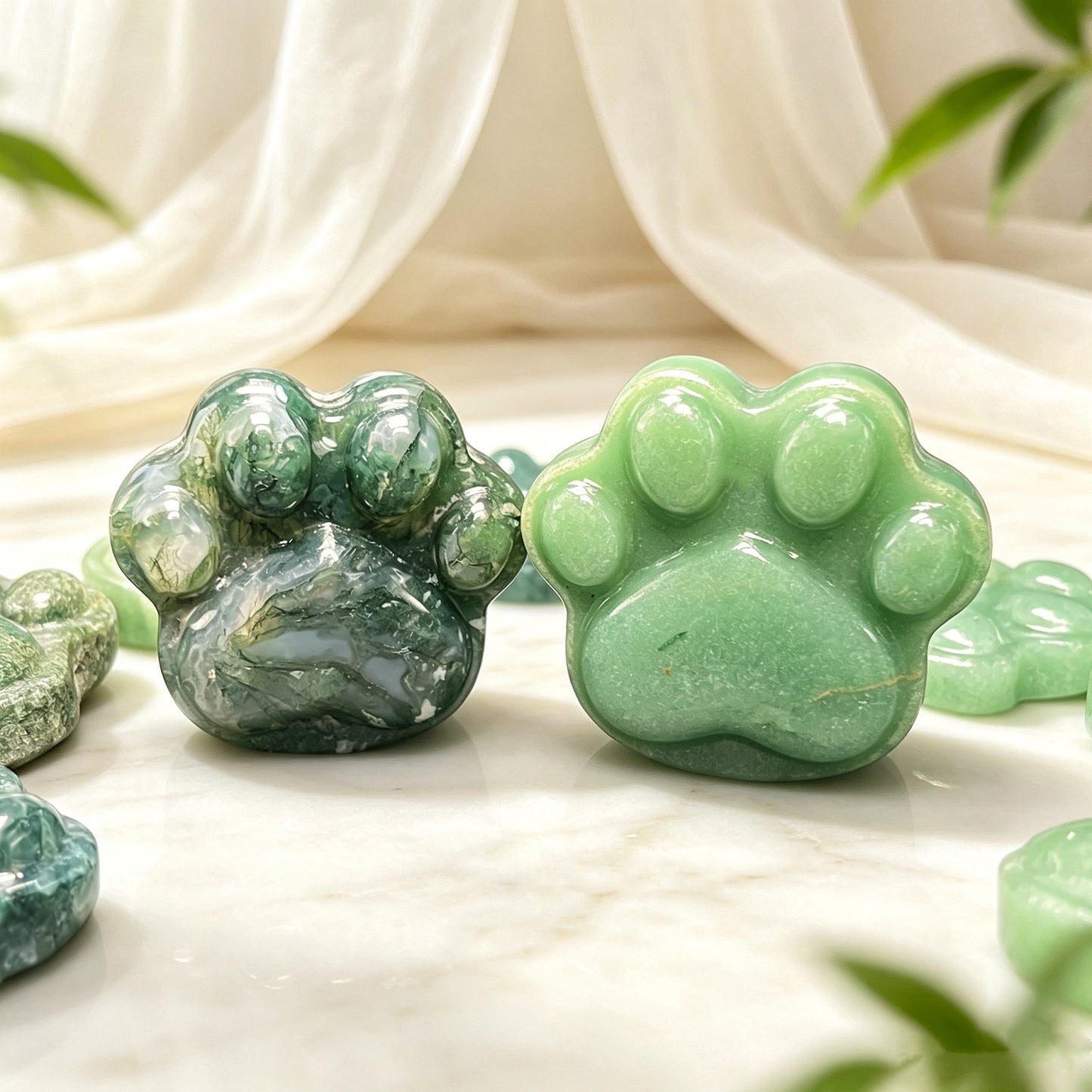 Natural Crystal carved cat claws Heal ing Gemstone Home Decor
