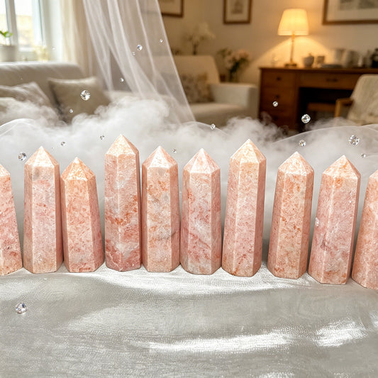 Natural Pink rouge stone single pointed column Heal ing Gemstone Home Decor