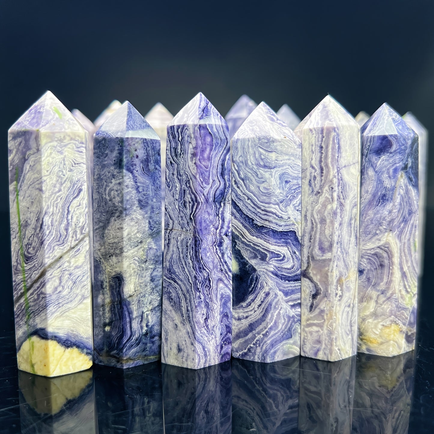 Natural Purple Peacock Single Pillar Heal ing Gemstone Home Decor