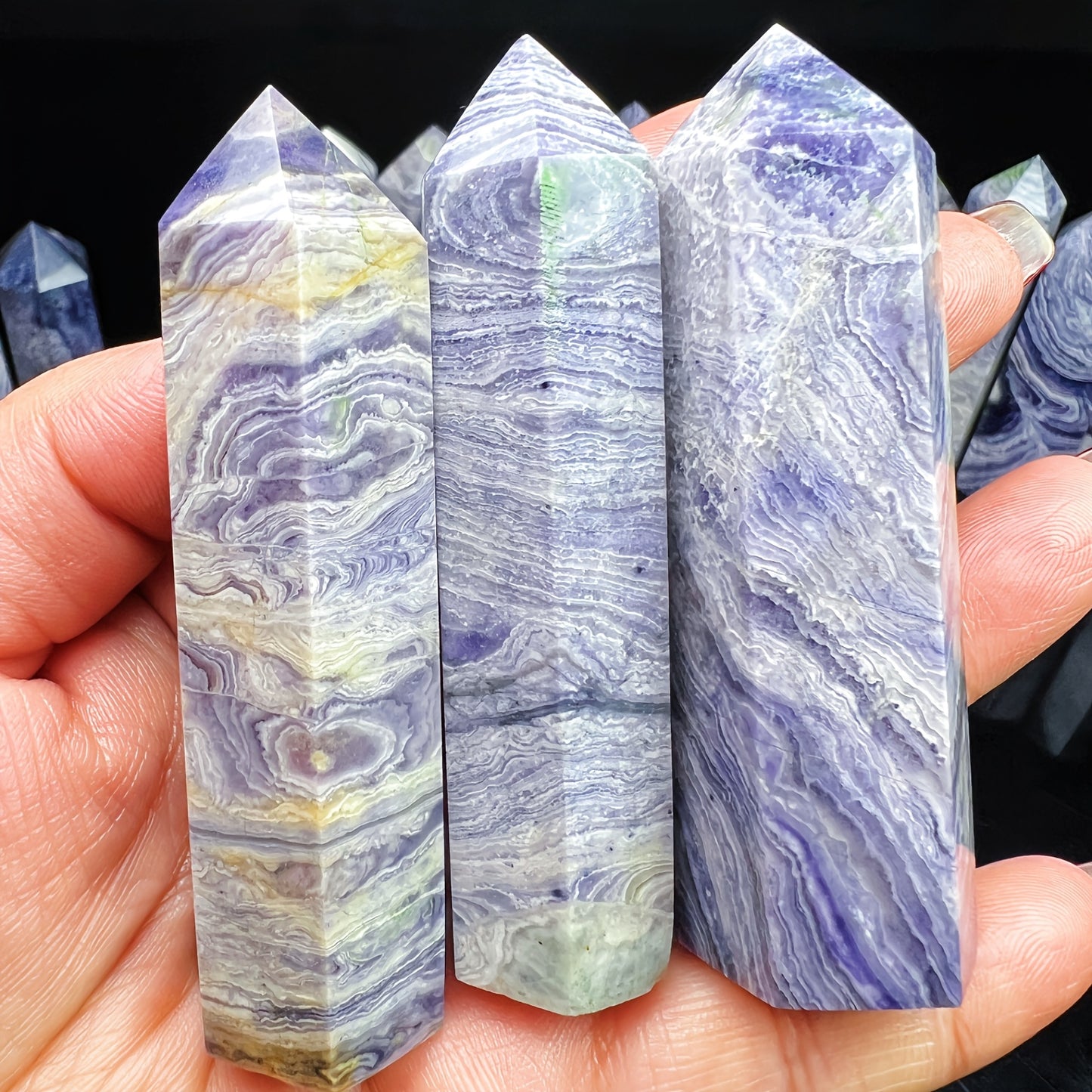 Natural Purple Peacock Single Pillar Heal ing Gemstone Home Decor