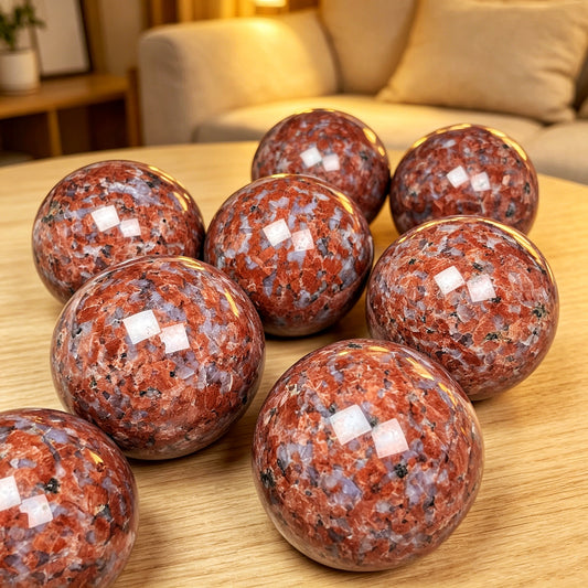 Natural Red violet ball Heal ing Gemstone Home Decor