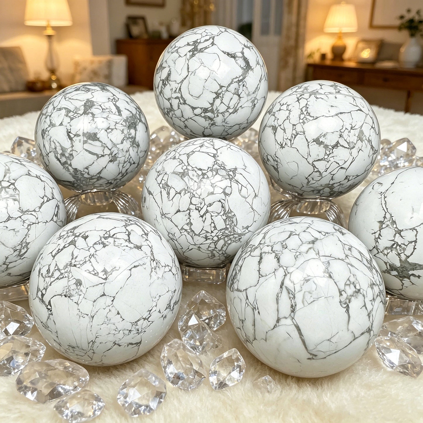 Natural White Turquoise Ball Heal ing Gemstone Home Decor