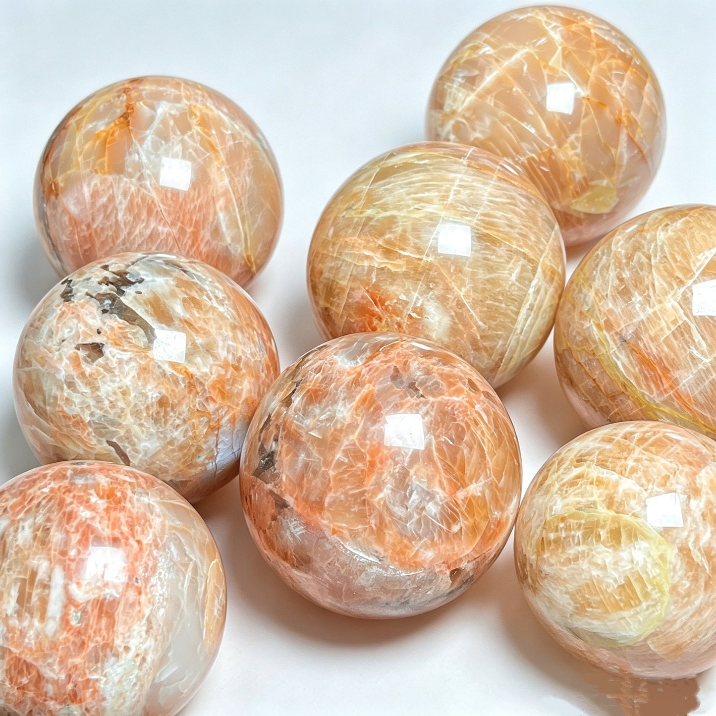 Natural Sparkling Orange Stone Ball Heal ing Gemstone Home Decor