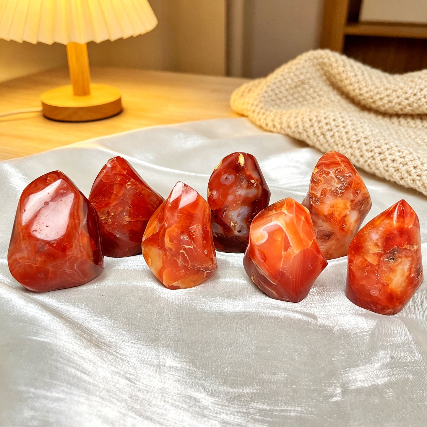 Natural Red agate carved torch Heal ing Gemstone Home Decor