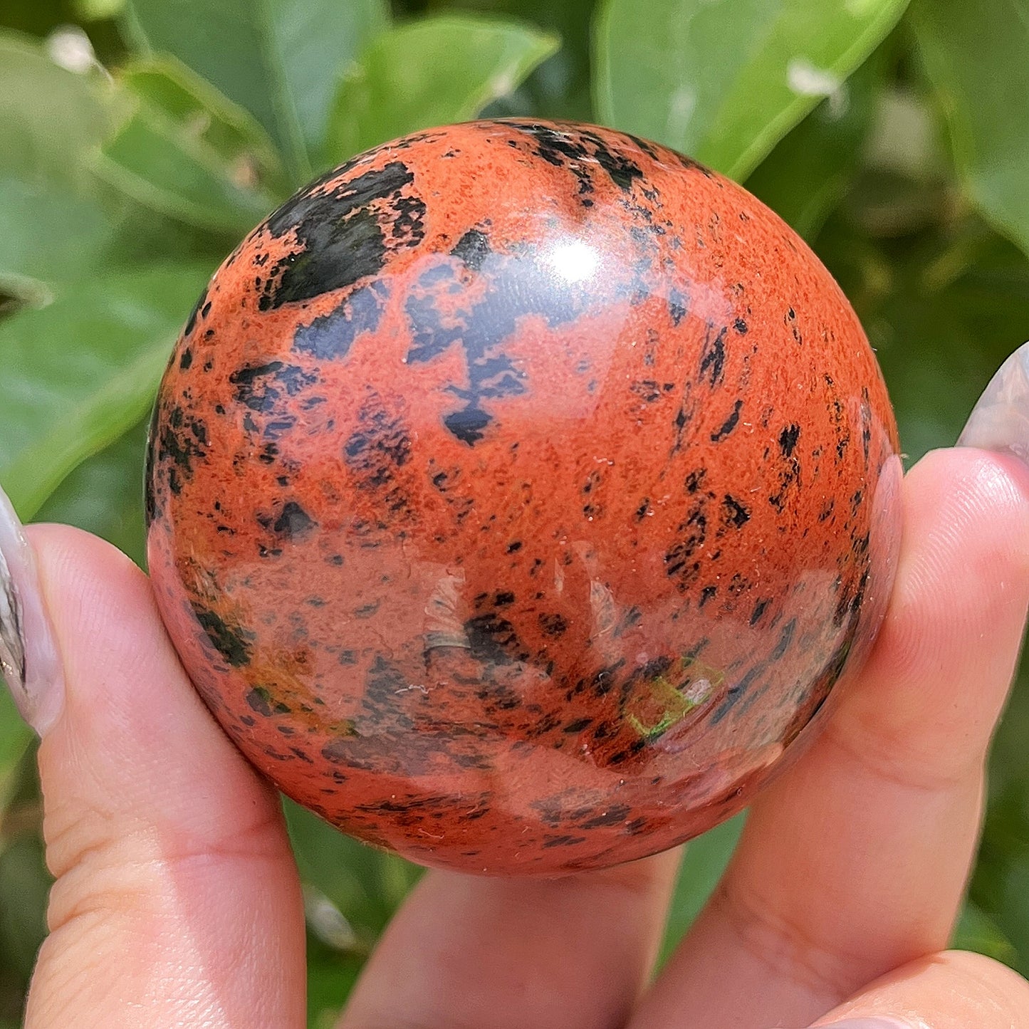 Natural Red obsidian ball Heal ing Gemstone Home Decor