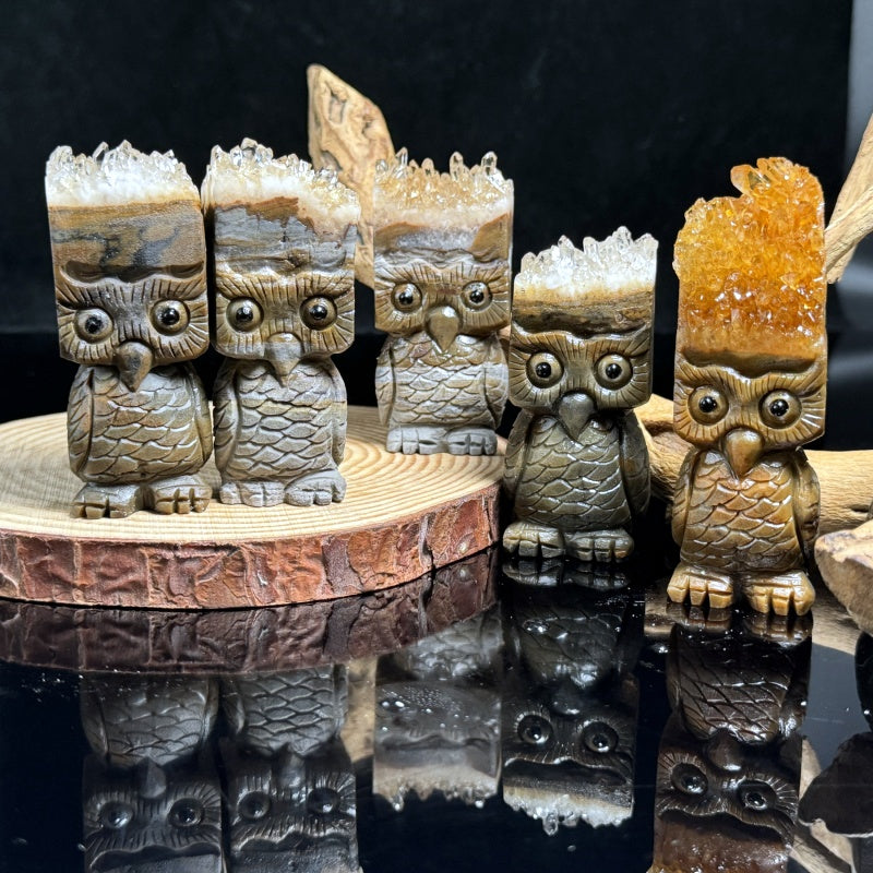 Natural Crystal cluster carving hedgehog Heal ing Gemstone Home Decor
