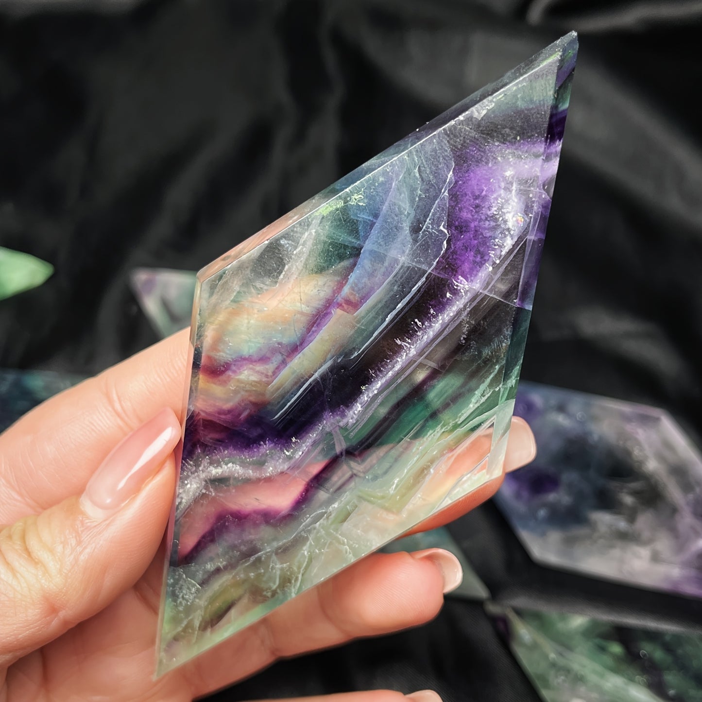 Natural Snowflake fluorite diamond shaped flakes Heal ing Gemstone Home Decor