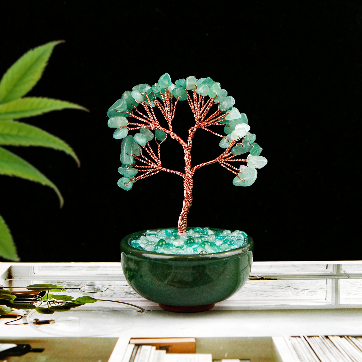 Natural Crystal ornament wealth tree Heal ing Gemstone Home Decor