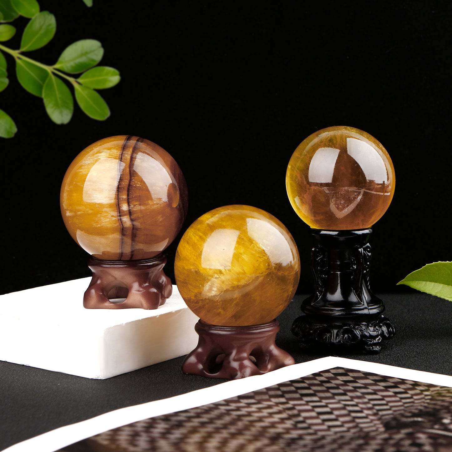 Natural Purple yellow fluorite ball Heal ing Gemstone Home Decor