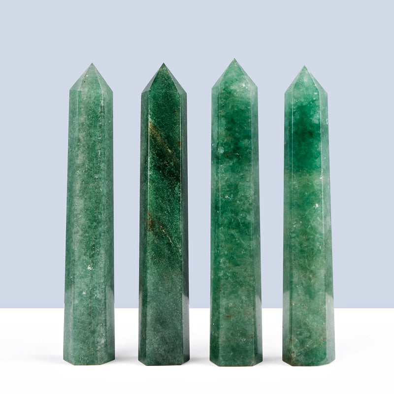 Natural Green Dongling single pointed pillar Heal ing Gemstone Home Decor