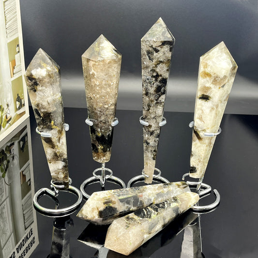 Natural Tourmaline silver mica scepter Heal ing Gemstone Home Decor