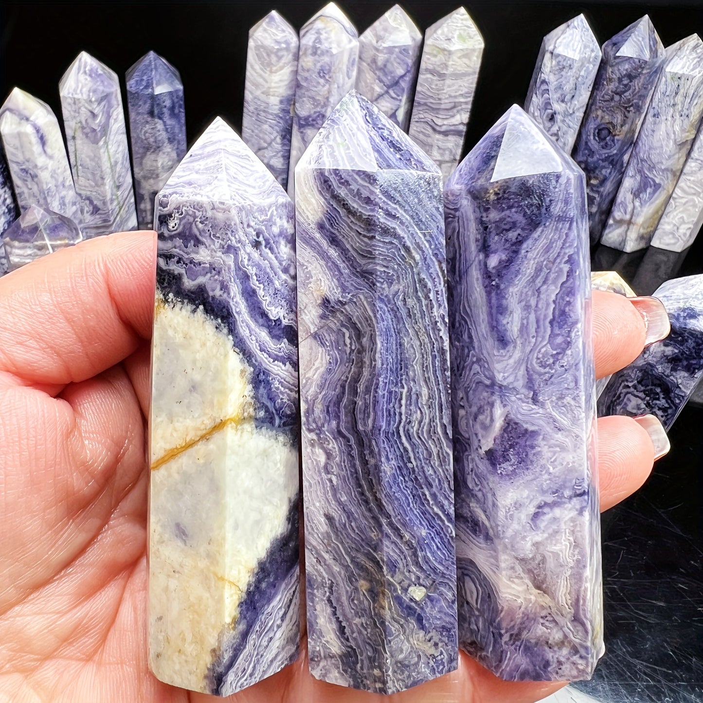 Natural Purple Peacock Single Pillar Heal ing Gemstone Home Decor