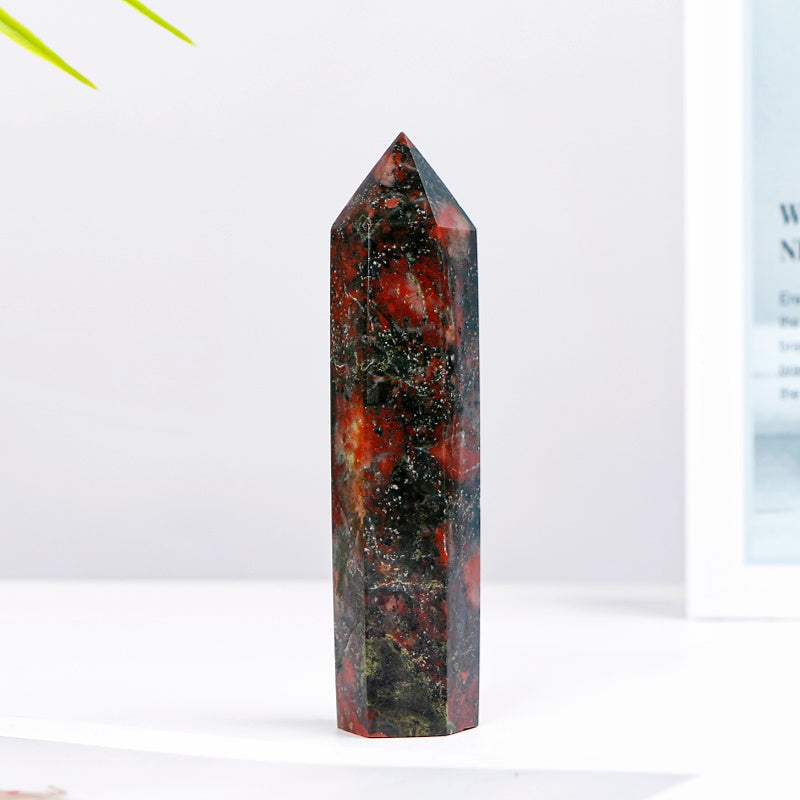 Natural Plum Blossom Jade Single Column Heal ing Gemstone Home Decor