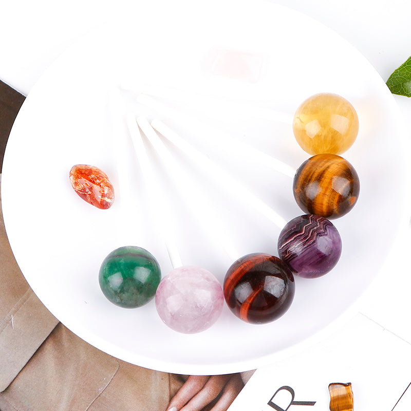 Natural Crystal Carved Lollipop Heal ing Gemstone Home Decor