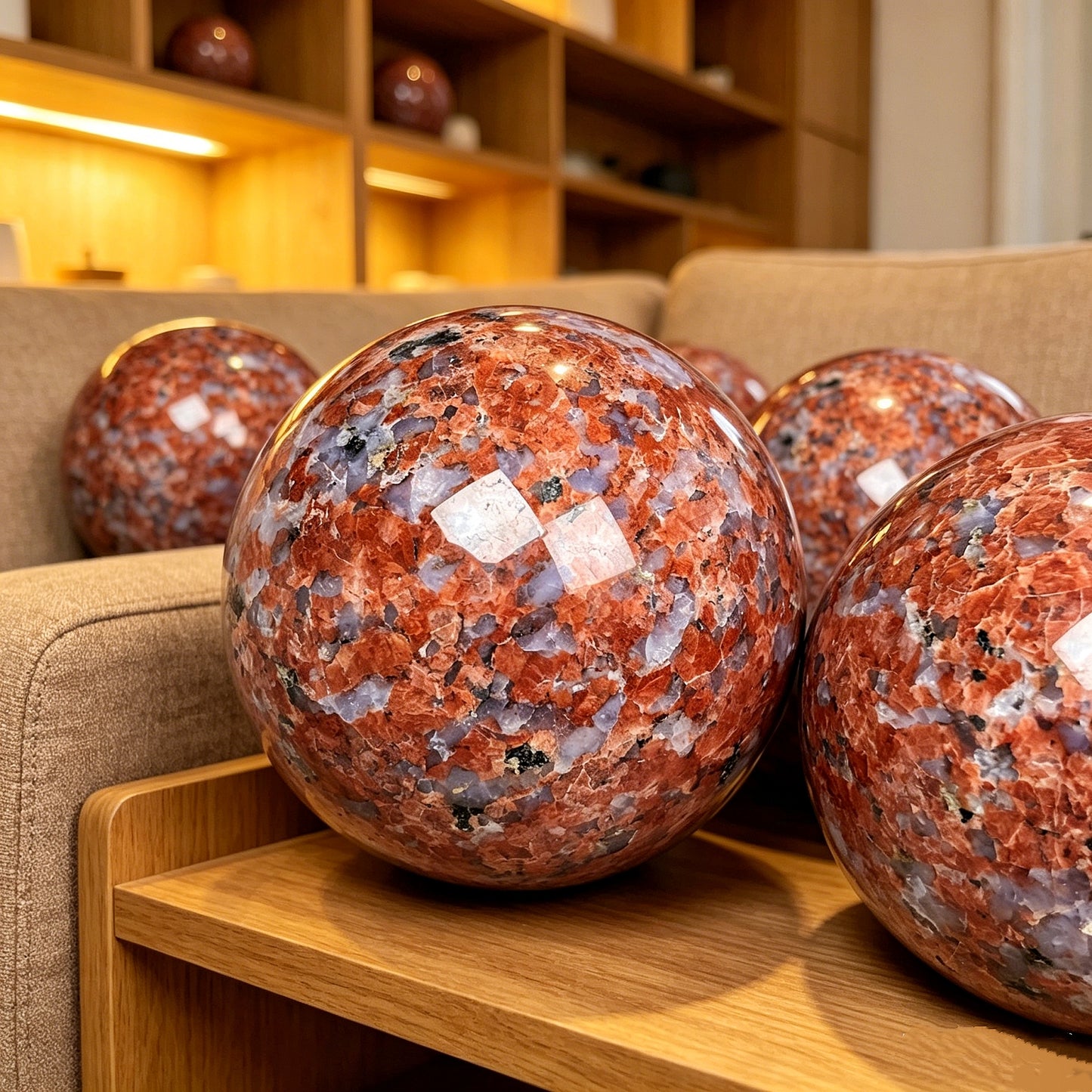 Natural Red violet ball Heal ing Gemstone Home Decor