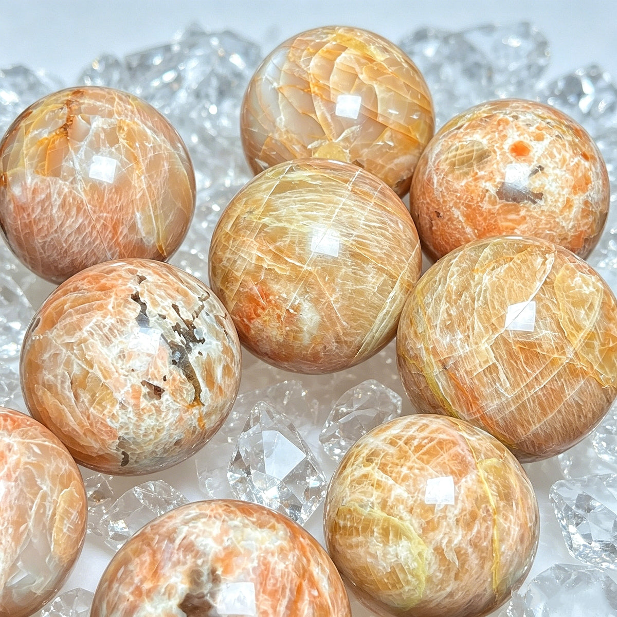 Natural Sparkling Orange Stone Ball Heal ing Gemstone Home Decor