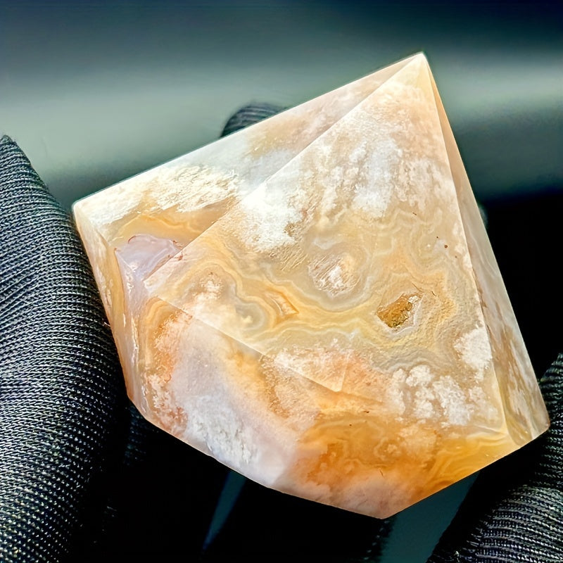 Natural Cherry blossom agate carved diamonds Heal ing Gemstone Home Decor