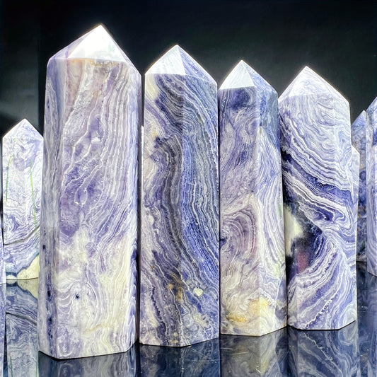 Natural Purple Peacock Single Pillar Heal ing Gemstone Home Decor