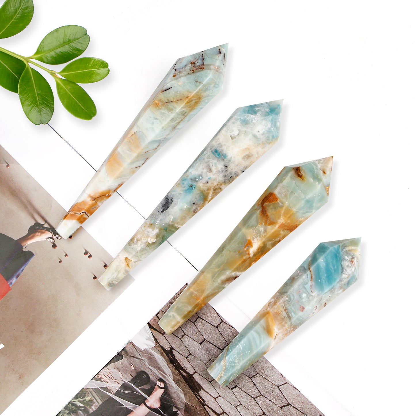 Natural Sky Blue Scepter Heal ing Gemstone Home Decor