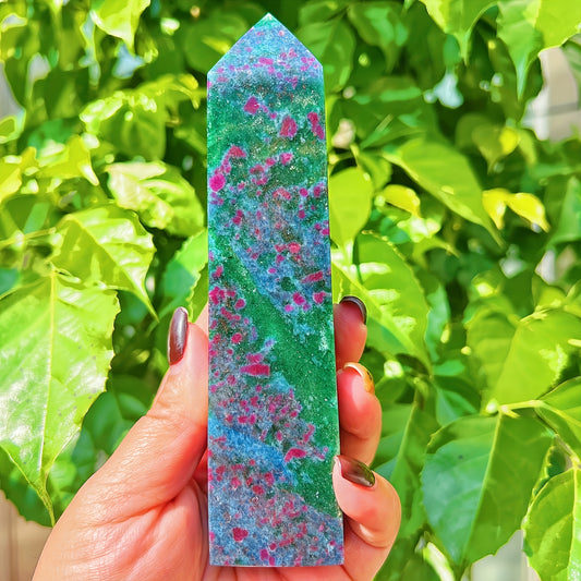 Natural Red blue green treasure square pillar Heal ing Gemstone Home Decor