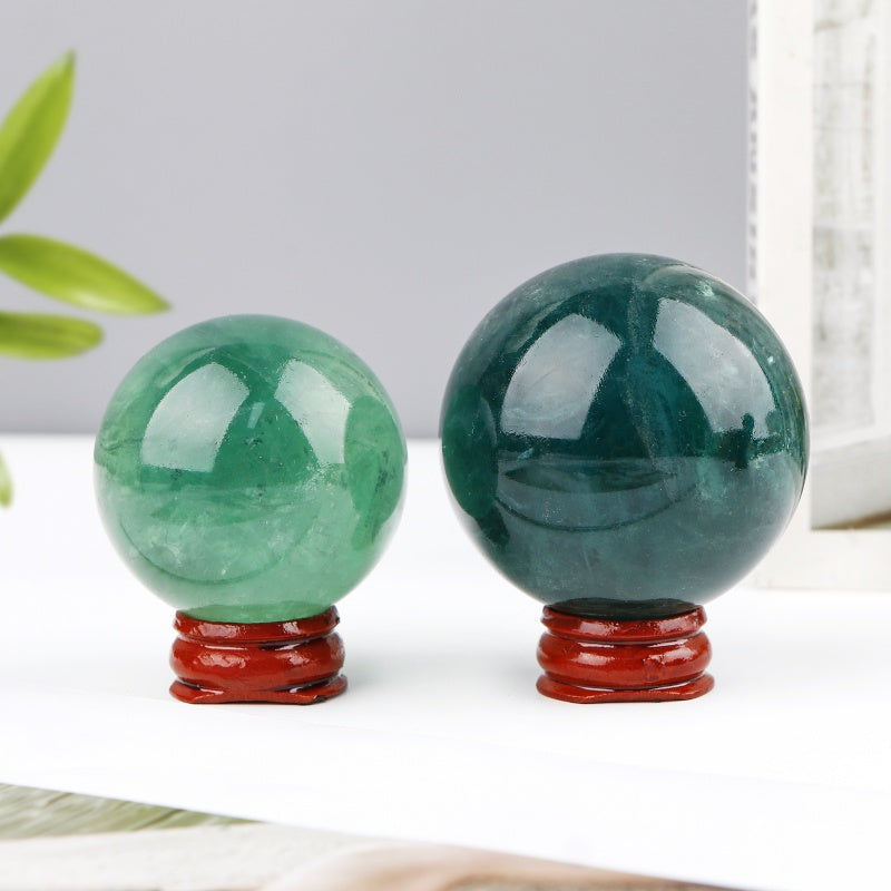 Natural Blue green firefly stone ball Heal ing Gemstone Home Decor