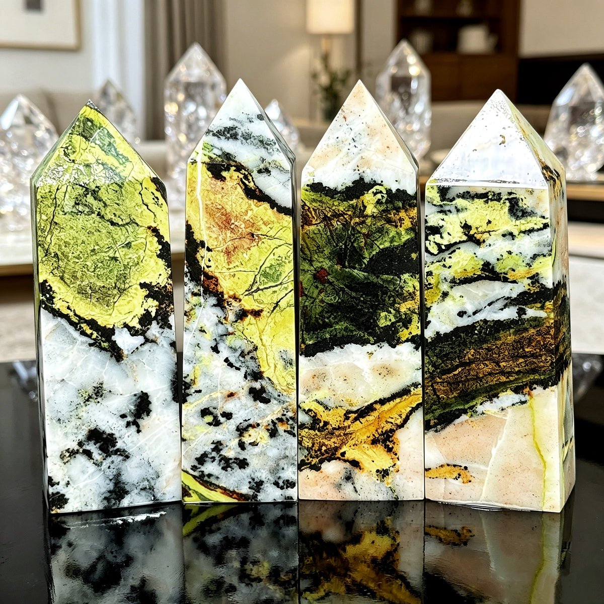 Natural Yellow turquoise square pillar  Heal ing Gemstone Home Decor