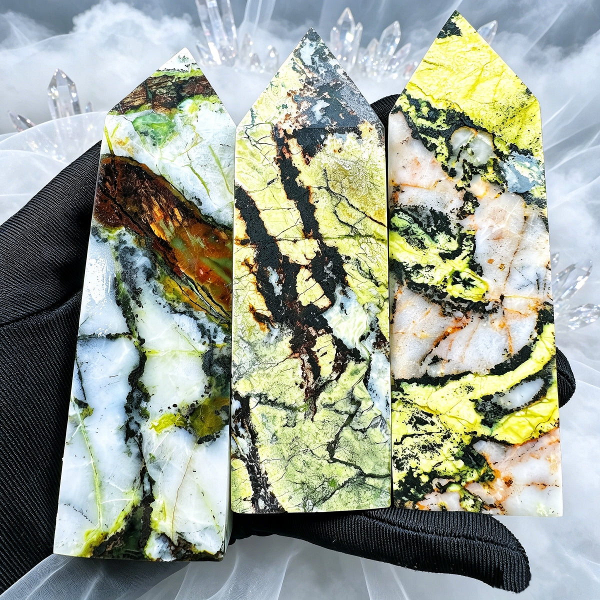 Natural Yellow turquoise square pillar  Heal ing Gemstone Home Decor