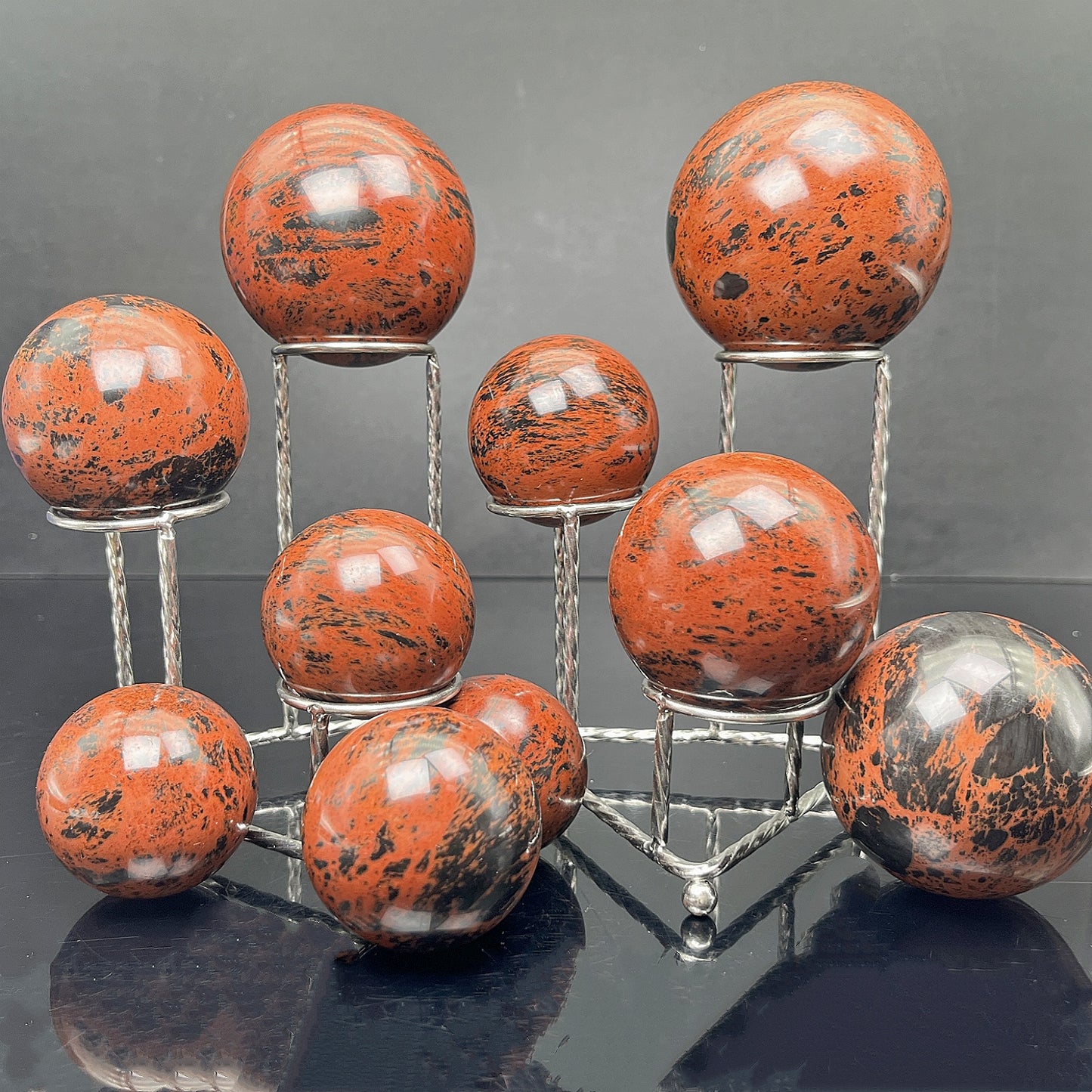 Natural Red obsidian ball Heal ing Gemstone Home Decor