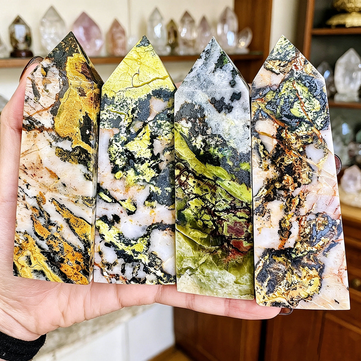 Natural Yellow turquoise square pillar  Heal ing Gemstone Home Decor