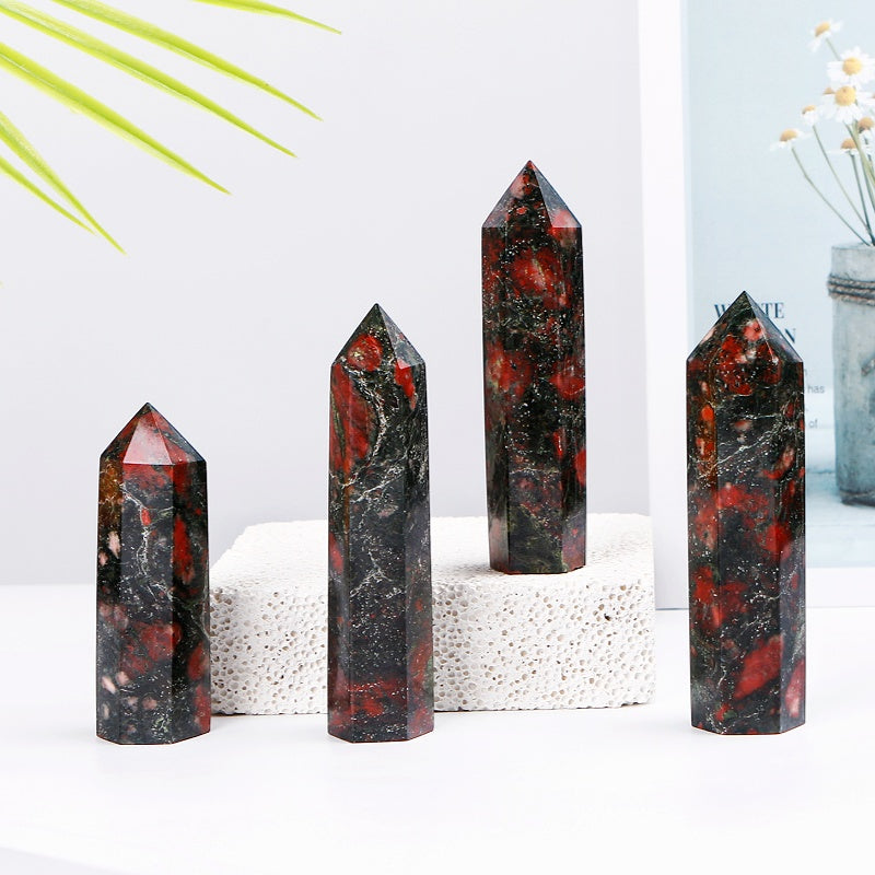 Natural Plum Blossom Jade Single Column Heal ing Gemstone Home Decor