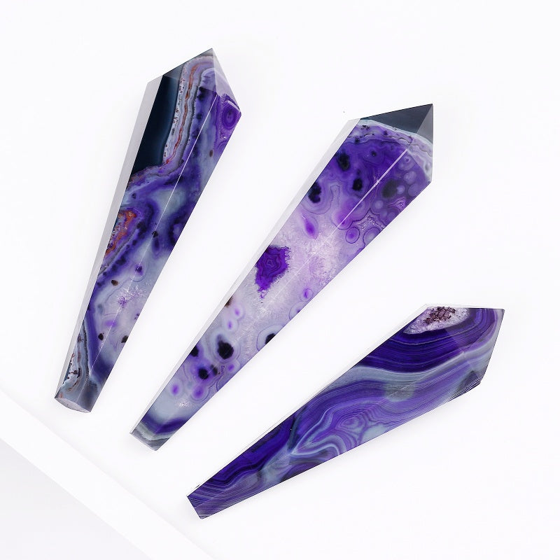 Natural Purple wrapped agate scepter Heal ing Gemstone Home Decor