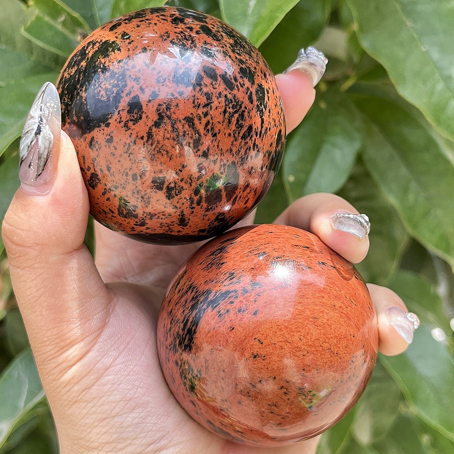 Natural Red obsidian ball Heal ing Gemstone Home Decor