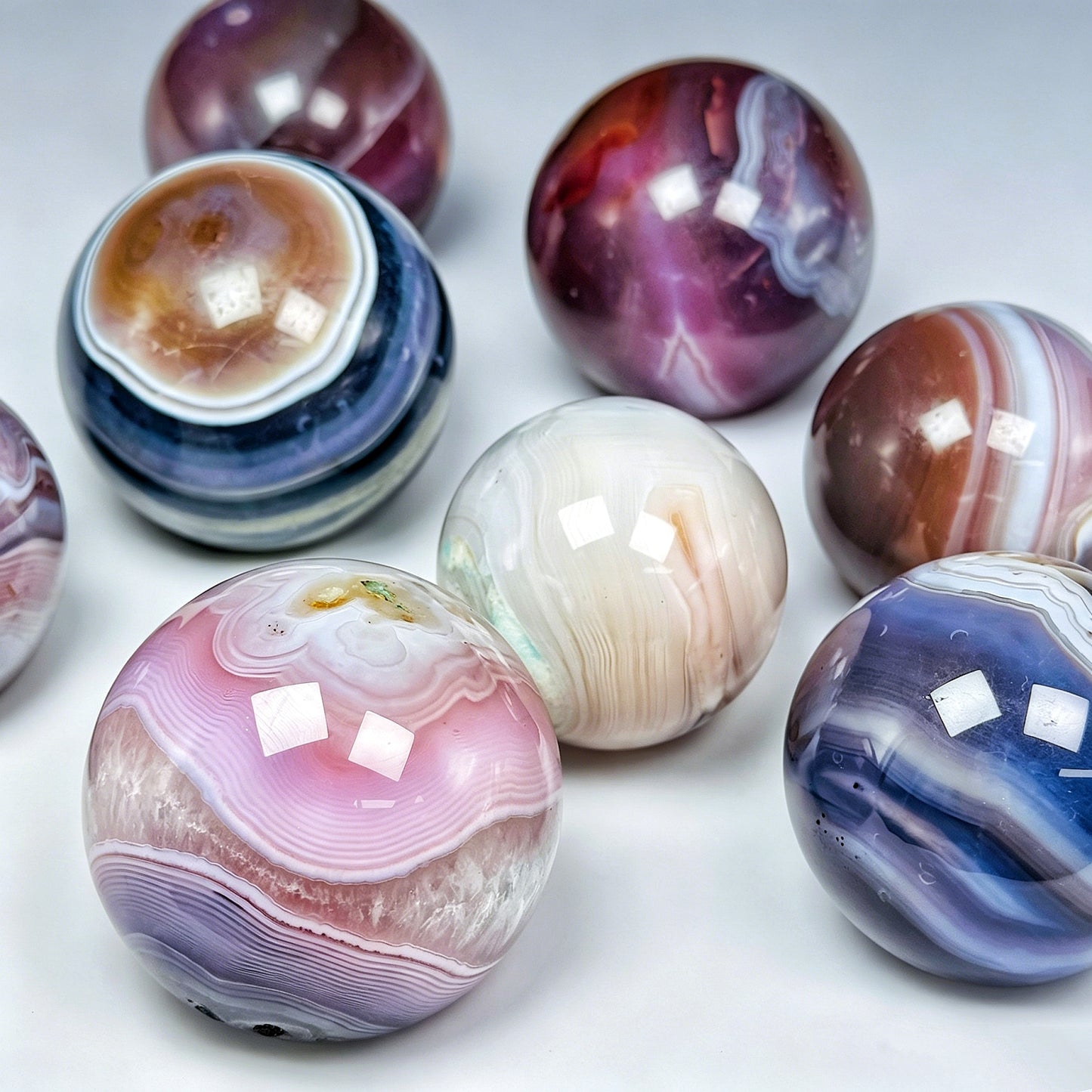 Natural Purple powder wrapped agate ball Heal ing Gemstone Home Decor