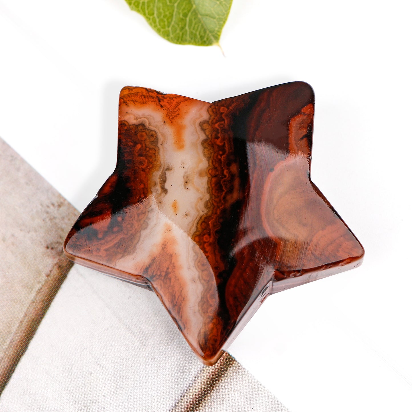 Natural Black and red wrapped agate star Heal ing Gemstone Home Decor