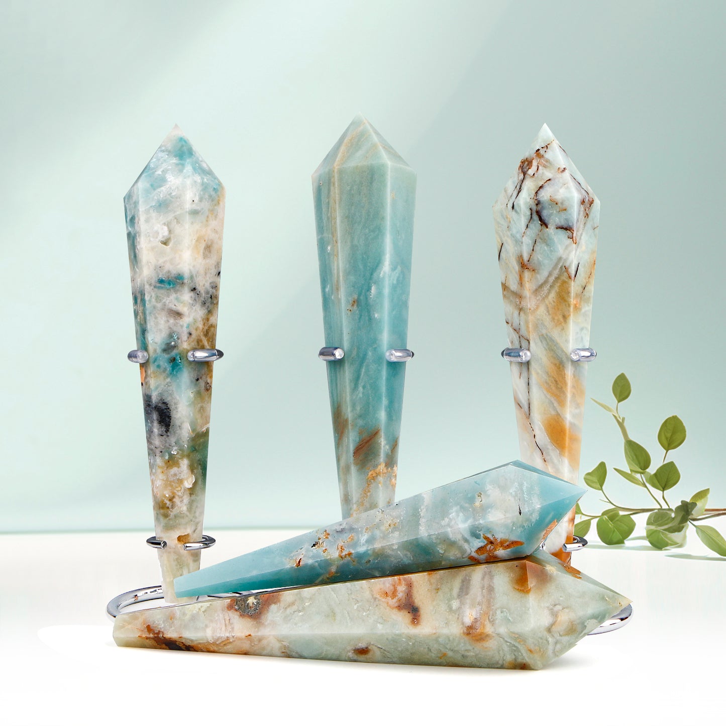 Natural Sky Blue Scepter Heal ing Gemstone Home Decor