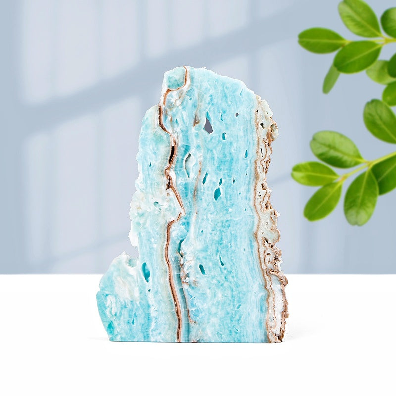 Natural Blue heteropolar slice Heal ing Gemstone Home Decor
